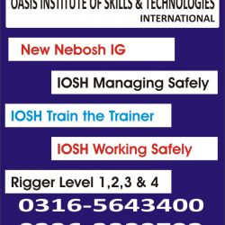 New Nebosh IG, IOSH MS, IOSH TTT, IOSH Working Safely and Rigger Level 1,2 ,3 & 4 Course in Islamabad O3165643400,,,