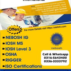 NEBOSH IG, OSHA USA, IOSH MS, IOSH Level 3, Rigger and ISO Certification Courses