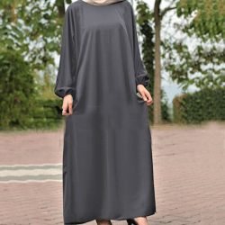 Grey-Round-Neck-Abaya-With-Elasticated-Sleeves-ZA16-768x768
