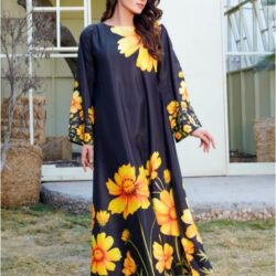 Svelte Black Long Maxi With Floral Touches - 392 By Athena Apparels