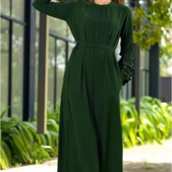 Green Long Maxi With Flare Sleeves - 329 By Athena Apparels